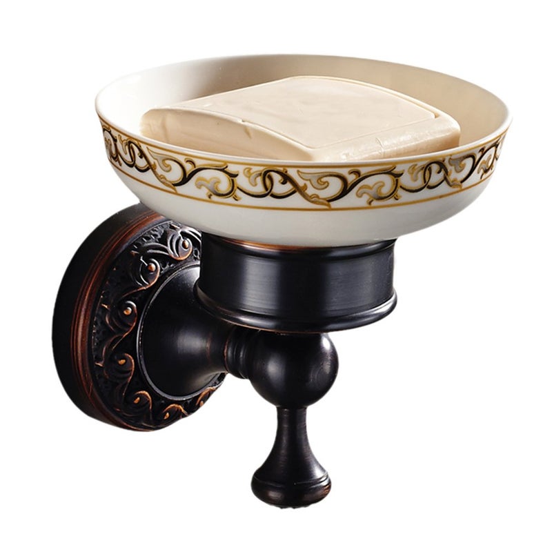 Leyden Bronze Soap Dish, Oil Rubbed Bronze Bathroom Accessories Soap Holder Shower Room Soap Dish Stand Organizer Tray Ceramic Dish Brass Retro Wave Pattern Design - Image 1